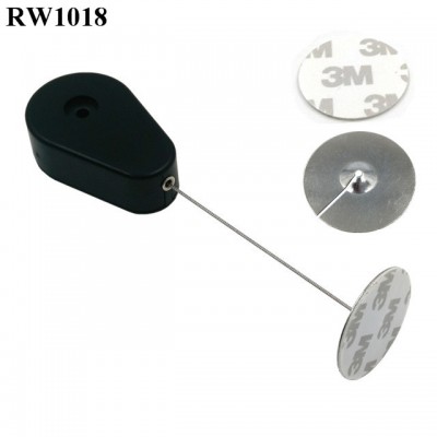 RUIWOR RW1018 Drop-shaped Retractable Anti Theft Wire Rope Reel Plus 38mm Circular Sticky Metal Plate for Product Retail Display