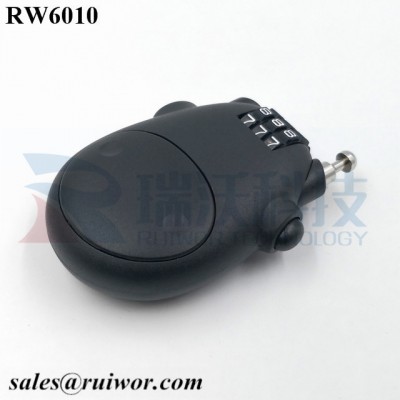 RuiWor RW6010 Travel safe Secure retractable Stainless steel wire rope plastic 3 digit combination Luggage lock